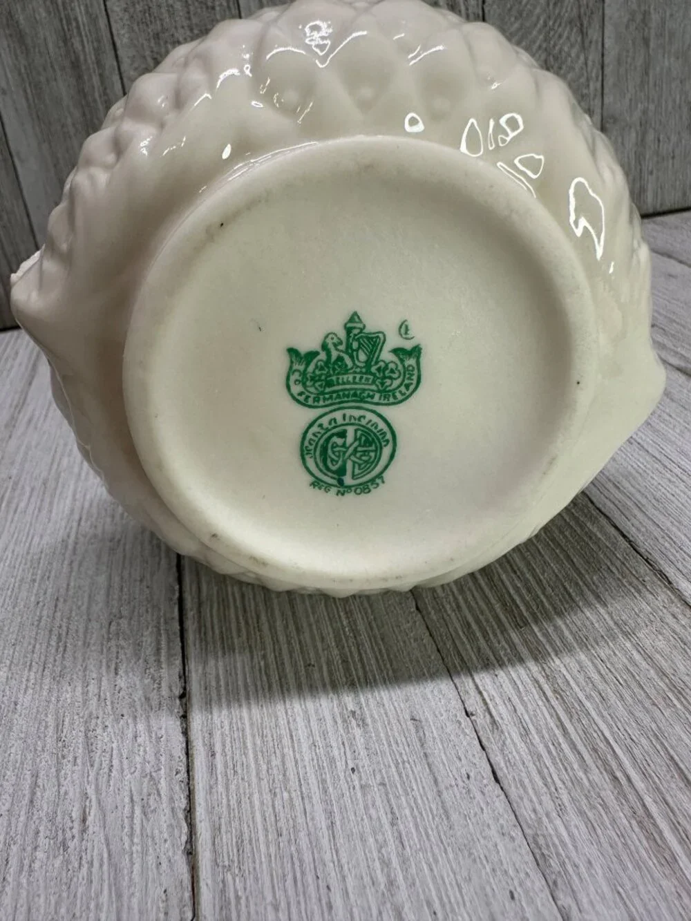 Vtg Belleek Irish Porcelain Thistle Vase 5th Green Mark MCM #0857 5